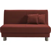 Schlafsofa ELL + ELL "Enny", rot, B:145cm T:100cm, Sofas, Liegefläche Breite 120 oder 140 cm, Liegehöhe 40 cm, Füße alufarben