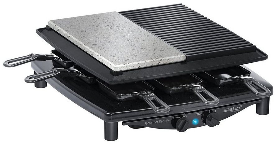 Produktbild Steba Raclette Raclette RC 4 PLUS DELUXE CHROM, Leichte Reinigung, Kabelaufwicklung schwarz