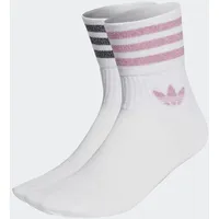 Adidas Mid-Cut Glitter Crew Socken, 2 Paar White / Bliss Pink / Black 43-45