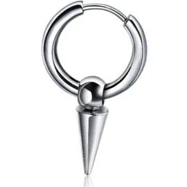 FIRETTI Single-Creole FIRETTI "Schmuck Geschenk Ohrschmuck einzeln Kegel", silber (edelstahlfarben), Ohrringe, Damen, 17,1mm, Edelstahl, Einhänger abnehmbar