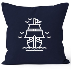 Autiga Dekokissen Kissenbezug Schiffchen Segeln Sailing Kissen-Hülle Deko-Kissen 40×40 Baumwolle Autiga® blau