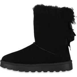 VAN HILL Damen Warm Gefütterte Winter Boots Stiefeletten Kunstfell Schuhe 839832, Farbe: Schwarz, 37 - 37