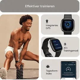 Fitbit Versa 4 aluminium graphit schwarz/schwarz