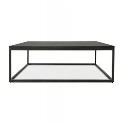 Industrieller Couchtisch Eichenfurnier Metall | Quadratischer Wohnzimmertisch Schwarz | Robuster Beistelltisch Fabrik-Design | Kadima Design