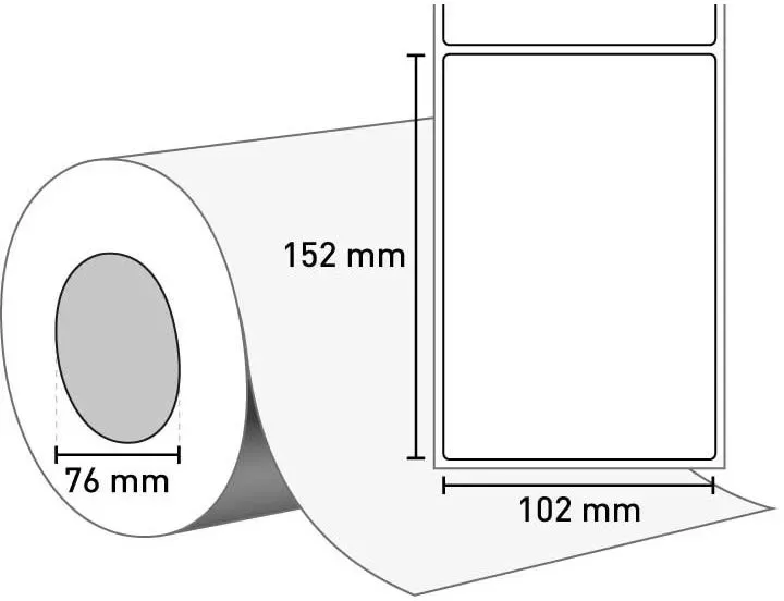 Bagasse Paper Label – Rollenetiketten 102 mm x 152 mm / beige / permanent / 76 mm Kern / 750 Etiketten je Rolle