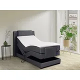 Vente-unique Boxspringbett mit Bettkopfteil + elektrischem Untergestell mit Relaxfunktion + Matratze + Topper - 100 x 200 cm - Stoff - Anthrazit - CASTEL II von PALACIO