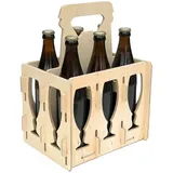 DanDiBo Bierträger aus Holz 6 Flaschen Flaschenträger 96141 Flaschenkorb Männerhandtasche Bier