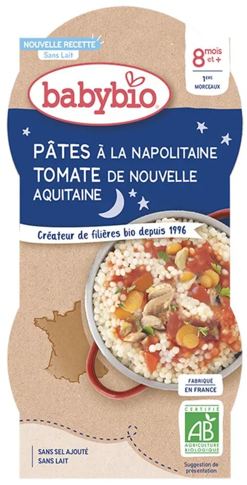 Babybio PÂTES À LA NAPOLITAINE TOMATE DE NOUVELLE-AQUITAINE dès 8 mois 400 g Aliment