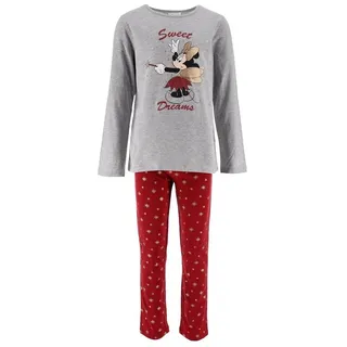 Disney Minnie Mouse Schlafanzug Kinder Mädchen Schlafanzug Kinder Pyjama Langarm Shirt + Schlaf-Hose (2 tlg) Mini Maus grau 104