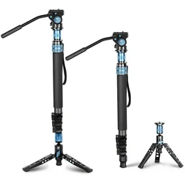 Sirui P-424FS Kohlefaser-Kamera-Einbeinstativ-Kit, 168,4cm Hochleistungs-Profi-Video-Einbeinstativ mit VA-5 Fluid-Video-Kopf, Stativfuß, Flip Locks für DSLR-Kamera