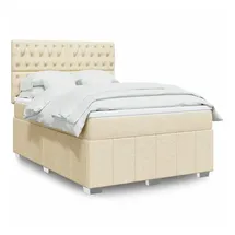 vidaXL Boxspringbett mit Matratze Creme 140x190 cm Stoff