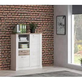 Forte Duro 109,8 x 128,3 x 41,3 cm pinie weiß/eiche antik