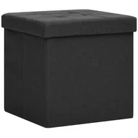 vidaXL Hocker mit Stauraum Schwarz Leinenoptik