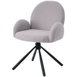 SeedWave Esszimmerstuhl Drehstuhl Esszimmer, Gepolstertem Armlehnstuhl Drehbar, Grau, 2er Set (1 St), Küchenstuhl mit Rutschfester Stuhlfüße,Sherpa Fleece Bürostuhl