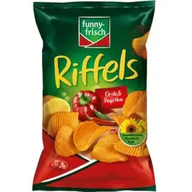 Funny-Frisch Chips Riffels Chili und Paprika, Kartoffelchips, 150g