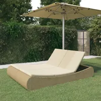 BaraSh Outdoor-Sonneninsel Rattan Beige Garteninsel Outdoor Liegeinsel Outdoor Rattan Doppelliege GartenmöBel Liege Lounge