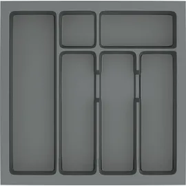 sossai® Besteckeinsatz Divio 43 x 43 cm zuschneidbar 6 Fächer Kunststoff schwarz