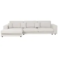 BELIANI Ecksofa Cremeweiß Stoff L-förmig 4-Sitzer Sofa mit Chaiselongue Rechtsseitig Wohnzimmermöbel Modern Wohnzimmer Ausstattung Wohnecke Sitz... - Weiß/Schwarz