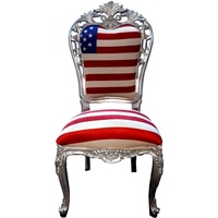 Casa Padrino Luxus Barock Esszimmer Stuhl USA / Silber  - Designer Barock Stuhl - Luxus Qualität