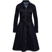 Queen Kerosin Damen Workwear Swingkleid Denim Elastisch Rockabilly Rockabella 1950S 50S Rock'n'roll Vintage Retro Kleid - S