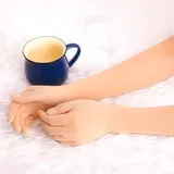Ultradünne nahtlose transparente Handschuhe für Damen und Herren, lang, atmungsaktiv, Nylon-Netzgarn, Material, Stretch-Passform für Club und Zuhause (Haut)