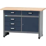 KÜPPER Werkbank Eintürig mit 5 Schubladen 84 x 120 x 60 cm Dunkelblau