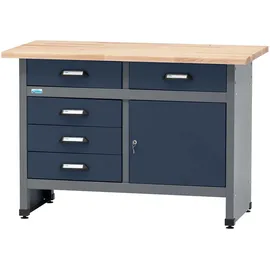 KÜPPER Werkbank Eintürig mit 5 Schubladen 84 x 120 x 60 cm Dunkelblau