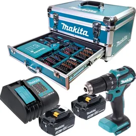 Makita DHP 483 SFX9 inkl. 2 x 3,0 Ah + Ladegerät + 96 Tlg. Zubehör Set + Koffer