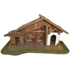 Alfred Kolbe Krippe Weihnachtsdeko (1-tlg), aus Holz, 70x35x33 cm, für Figuren bis 13 cm Höhe braun