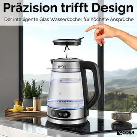 Ecosa Glas Wasserkocher 1,8 l Edelstahl