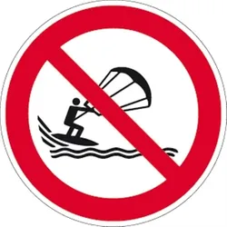 Schild Kitesurfen verboten ISO 20712-1, Alu, Ø 400 mm