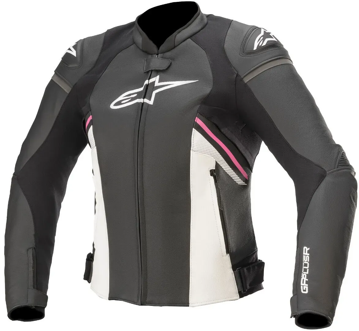 Alpinestars Stella GP Plus R V3 Dames Motorfiets Leren Jas, zwart-wit-pink, 40 Voorman
