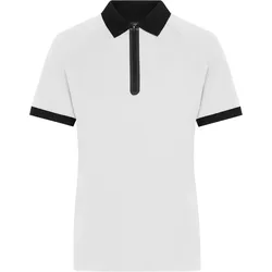 Damen Zip-Polo - Farbe schwarz, weiß - Größe L