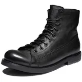 SFSSWSRYDF Herrenstiefel Schnürstiefeletten Rindsleder Arbeitsstiefel Stilvoll Kleid Stiefelette Kurzschaft Stiefel Desert Boots,Schwarz,45 EU - 45 EU
