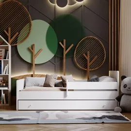Kobi Kinderbett Max 80 x 160 cm Holz weiß rosa