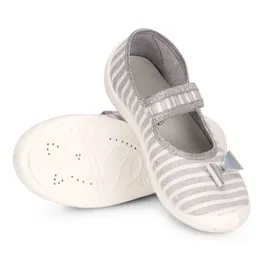 Ladeheid Kinder Mädchen Hausschuhe LARW007 (Grau Weiß Streifen 2, 27) - Weiß