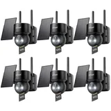 ieGeek Überwachungskamera 6 Stück Überwachungskamera Aussen Akku Solar mit 64GB Speicher (Aussen, Außenbereich, Außen, Outdoor, 2K 3MP PTZ 355/120° WLAN IP Kamera Überwachung Außen mit Solarpanel, AI/PIR menschliche Erkennung Alarmsirene 2,4GHz WiFi, kompatibel mit Alexa 2-Wege-Audio Mit Familienmitgliedern teilen) schwarz