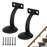 Handlaufhalter Handlauf Halterung, Edelstahl Handlaufträger für Treppengeländer Holz oder Metall, Handlauf Wandhalter für Innen- und Außenhandläufe, Handlaufhalter Schwarz, 2 Stück