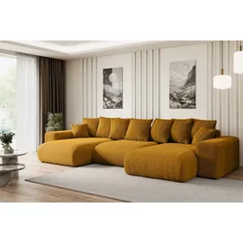 altdecor Eckcouch U-Form mit Schlaffunktion 3-Sitzer Gelb