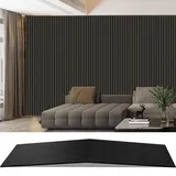 AKK-PANE Akustikpaneele Holz 240x60cm,1,44m2 - Faltbar 3D Wandpaneele Holz, Akustik Paneele Wand für Küche, Wohnzimmer, Büro, Umweltfreundlich Holzpaneele Wand mit Schalldämpfung (Mirage Schwarz 22#)