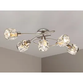 meine wunschleuchte Ausgefallene Deckenleuchte 5 flammig Kristall silber matt
