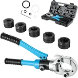 Gojoy Presszange V-Kontur,Abwasser,Hydraulische Presskraft 8T,Gas und Haus-rohre hydraulische presszange,Kupferrohr,Edelstahlrohre- Crimpzangen,360° drehbarem Kopf Rohrpresszange(Crimpen V12-28)