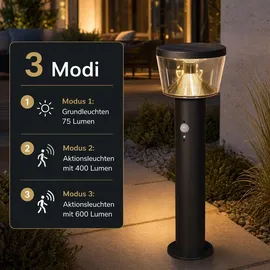 MARELIDA Solarleuchte Stahl H: 54cm 3 Modi grau