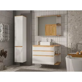 vente-unique Waschbeckenunterschrank Anida naturfarben hell, weiß 94 cm,