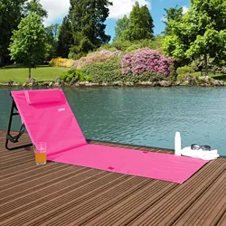 Detex Deuba Strandmatte - gepolstert, mit Lehne und Tasche in rosa