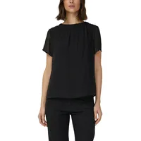 s.Oliver Luftige Chiffon-Bluse mit gesteppter Raffung schwarz L