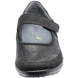 WALDLÄUFER HENNI Riemchenballerina, Halbschuh, Komfortschuh, Klettschuh in Weite H (sehr weit) schwarz 42 EU (8 UK)