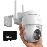 COOAU 2K Überwachungskamera Aussen Akku, 355° 90° Schwenkbar, WLAN IP Kamera Outdoor mit Nachtsicht in Farbe, Personen-/Bewegungserkennung, IP66