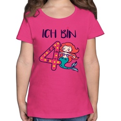 Shirtracer T-Shirt Ich bin vier Meerjungfrau – 4. Geburtstag – Mädchen Kinder T-Shirt kinder mädchen geschenke 4 jahre – t-shirt mit spruch rosa 104 (3/4 Jahre)