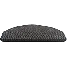 oKu-Tex Stufenmatten Sisal Optik, Stufenmattenset 15 teilig Florenz, halbrund, 65 x 24 cm, mit Winkelschiene, selbstklebend, anthrazit, Flachgewebe